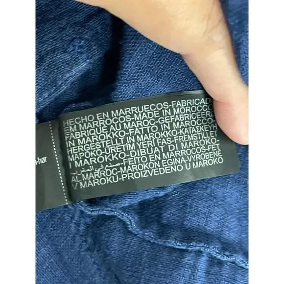 Zara Womens Oversized Linen Shirt Top XL Ink Blue Button Up 4043/057 NWT